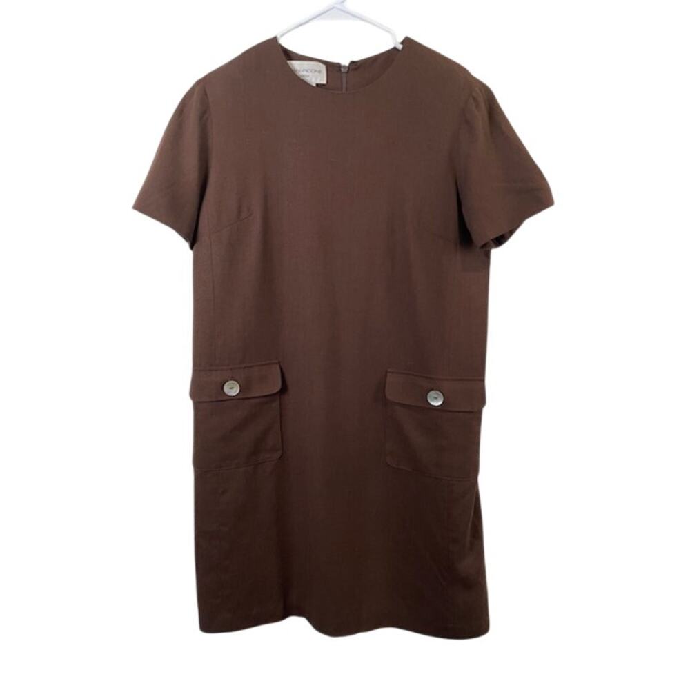 Evan-Picone women's brown crew neckline shift dress.